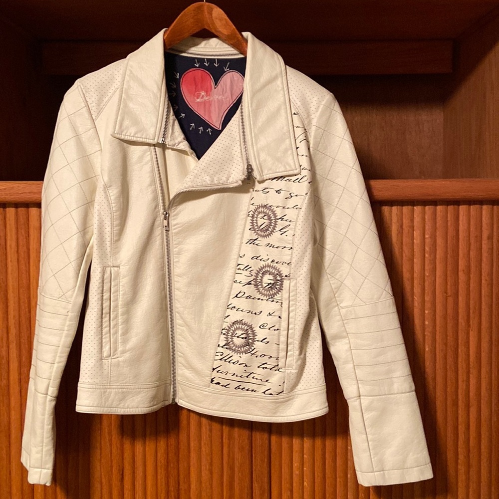 Desigual Creamy White Pleather Jacket